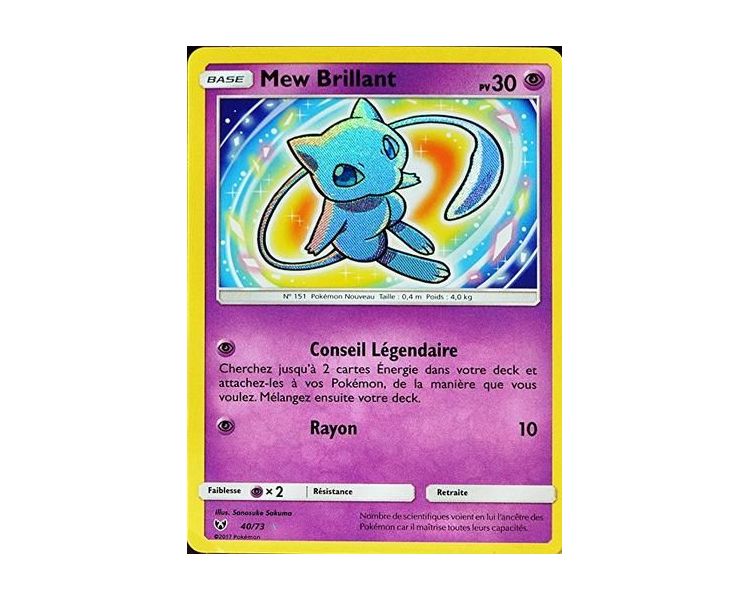 Pokémon Mew Brillant 30 Pv - SL3.5 - 40/73