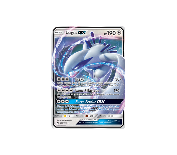 Carte Pokémon Gx : Lugia GX pv 190 159/214 de SL08 Tonnerre Perdu