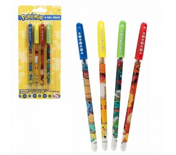 Lot de 4 stylos gel Pokémon