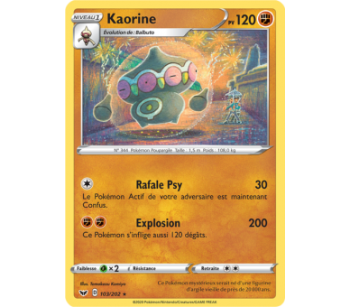 Carte Rare Kaorine Pv 120 numéro 103/202 - Epée et Bouclier