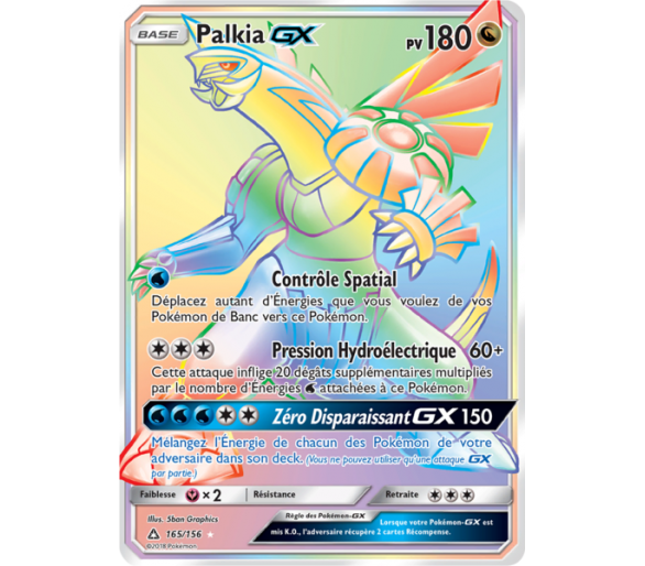 Palkia Gx pv 180 Carte Pokémon Secrète Arc-En-Ciel - SL6 - Lumiere Interdite