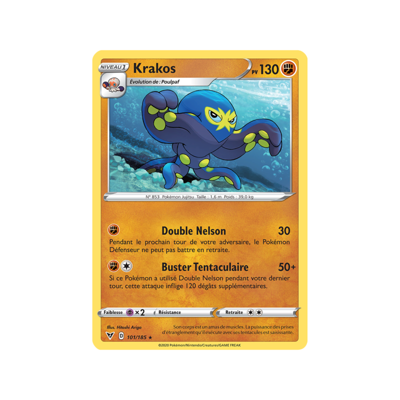 Carte Pokémon REVERSE Krakos 113/202 Épée & Bouclier EB01 Français NEUF 
