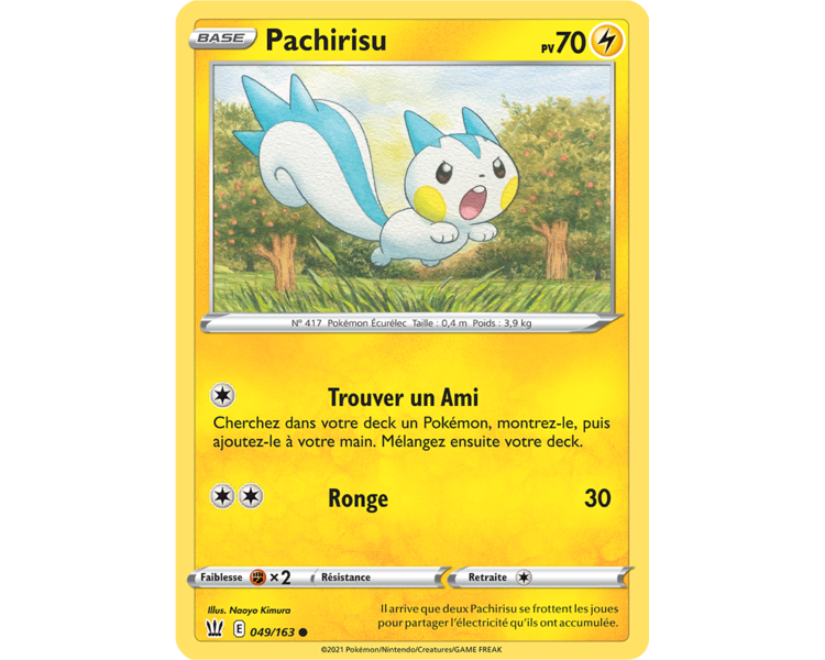 Pachirisu Pv 70  049/163 - Carte Commune - Épée et Bouclier 5 - Styles de Combat