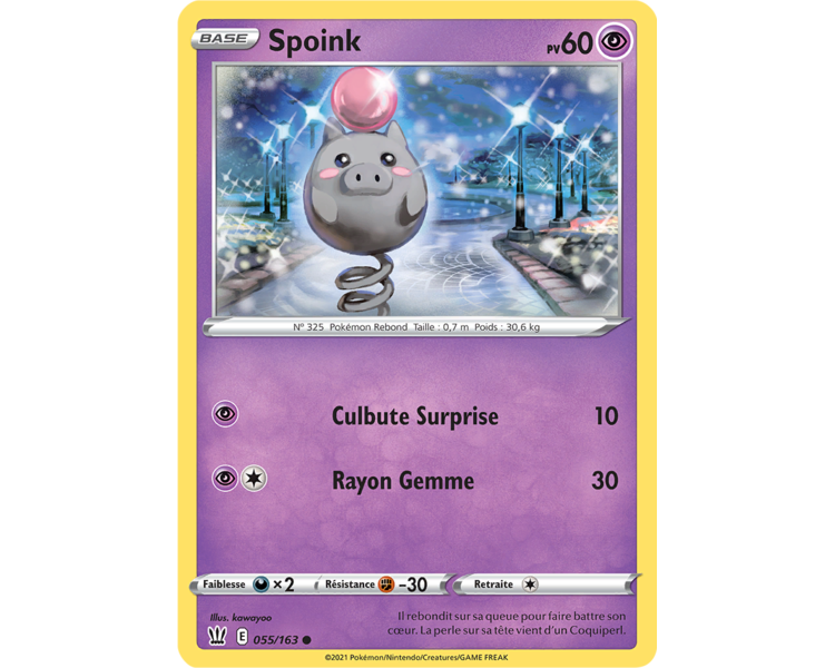 Spoink Pv 60 055/163 - Carte Commune Reverse - Épée et Bouclier 5 - Styles de Combat