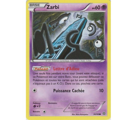 Carte Pokémon reverse Zarbi pv 60 - 30/98