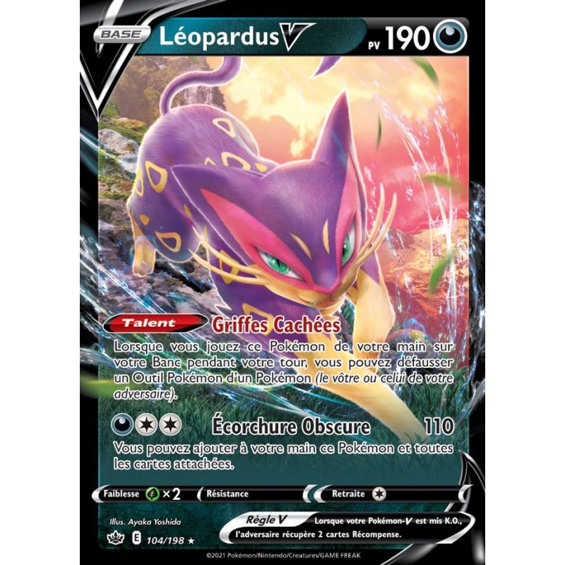 Carte Pokémon Léopardus V 104/198 Règne de Glace Sortie de Booster FR 