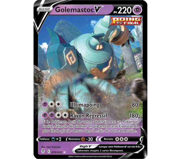 Golemastoc-V Pv 220 070/203 - Carte Ultra Rare Full Art - Épée et Bouclier - Évolution Céleste