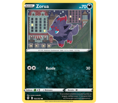 Zorua Pv 70 102/203 - Carte Commune - Épée et Bouclier - Évolution Céleste