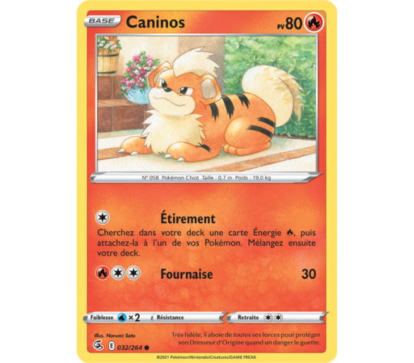 Caninos Pv 80 032/264 - Carte Commune Reverse - Épée et Bouclier - Poing de Fusion