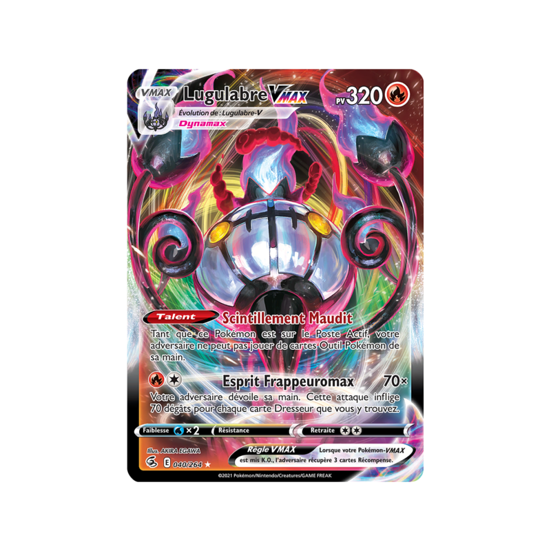 Carte Pokemon Ultra Rare Epee Poing de Fusion Lugulabre Vmax 040/264