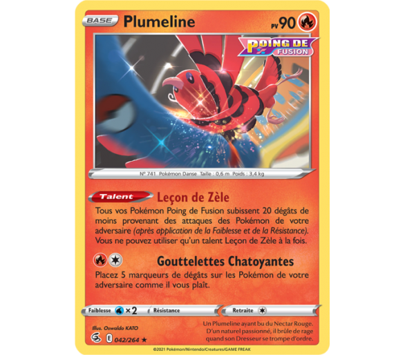 Plumeline Pv 90 042/264 - Carte Rare - Épée et Bouclier - Poing de Fusion