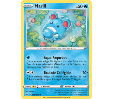 Marill Pv 50 058/264 - Carte Commune - Épée et Bouclier - Poing de Fusion