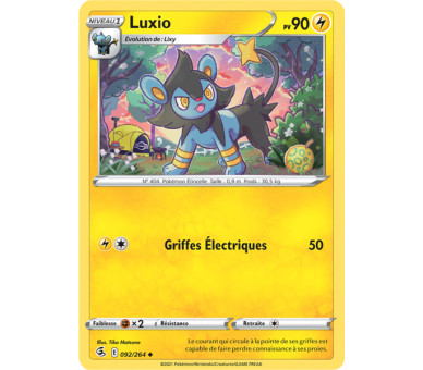 Luxio Pv 90 092/264 - Carte Peu Commune - Épée et Bouclier - Poing de Fusion