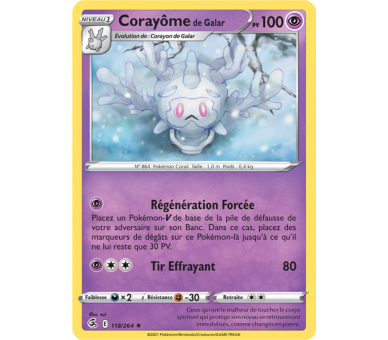 Corayôme de Galar Pv 100 118/264 - Carte Rare - Épée et Bouclier - Poing de Fusion