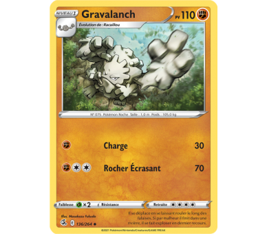 Gravalanch Pv 110 136/264 - Carte Peu Commune - Épée et Bouclier - Poing de Fusion