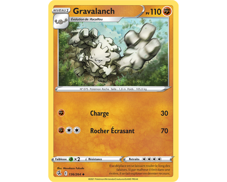 Gravalanch Pv 110 136/264 - Carte Peu Commune - Épée et Bouclier - Poing de Fusion