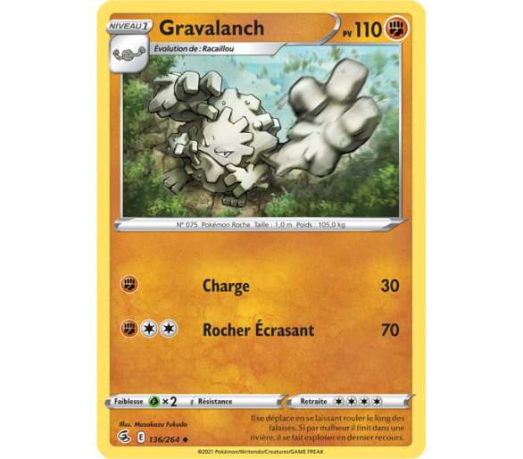 Gravalanch Pv 110 136/264 - Carte Peu Commune Reverse - Épée et Bouclier - Poing de Fusion