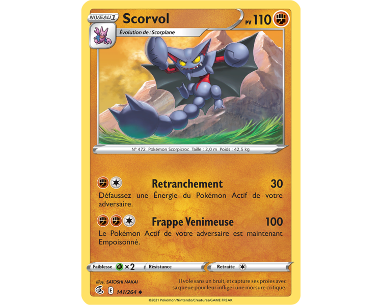 Scorvol Pv 110 141/264 - Carte Peu Commune - Épée et Bouclier - Poing de Fusion