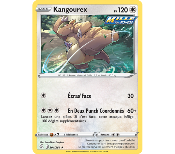 Kangourex Pv 120 204/264 - Carte Rare - Épée et Bouclier - Poing de Fusion