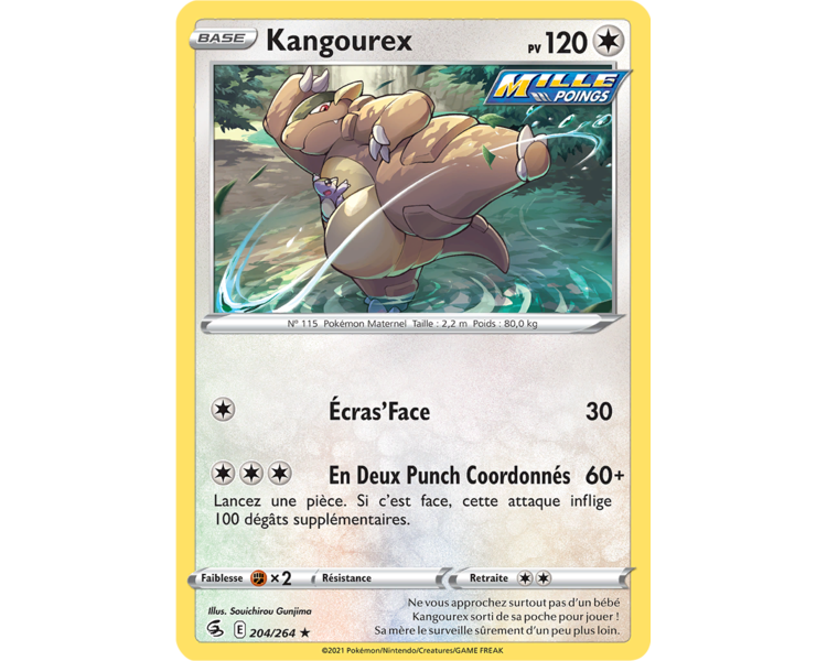 Kangourex Pv 120 204/264 - Carte Rare - Épée et Bouclier - Poing de Fusion