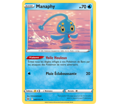 Manaphy Pv 70 41/172 - Carte Rare Reverse - Épée et Bouclier - Stars Étincelantes