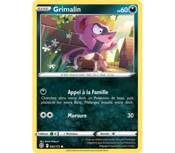 Grimalin Pv 60 92/172 - Carte Commune - Épée et Bouclier - Stars Étincelantes