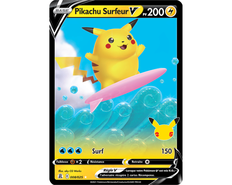 Pikachu Surfeur-V Pv 200 008/025 - Carte Ultra Rare Full Art - Épée