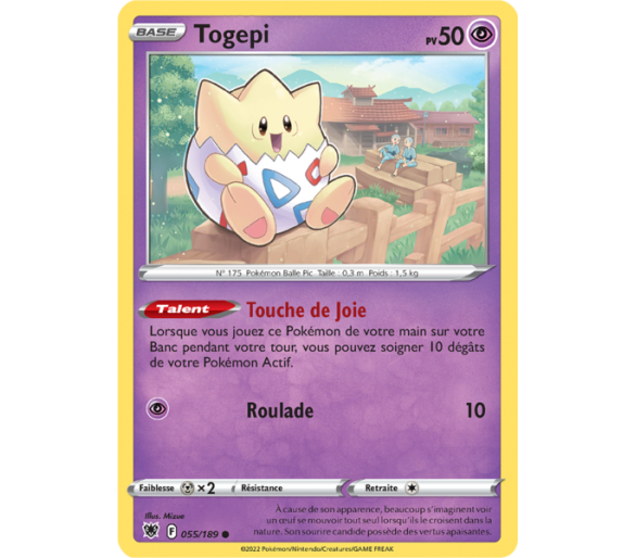 Togepi Pv 50 - 55/189 - Carte Commune - Épée et Bouclier - Astres Radieux