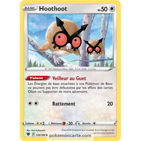 Hoothoot Pv 50 - 120/189 - Carte Commune - Épée et Bouclier - Astres Radieux