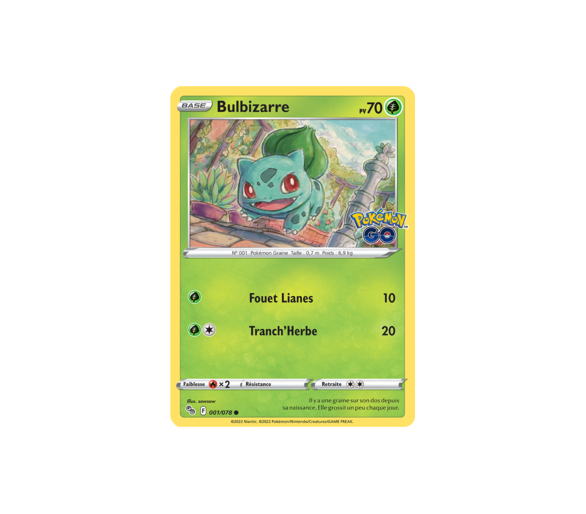 Bulbizarre Pv 70 - 001/078 - Carte Commune - Épée et Bouclier - Pokémon GO