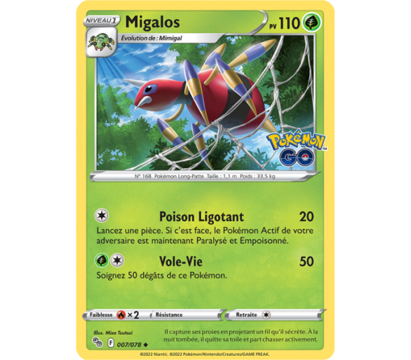 Migalos Pv 110 - 007/078 - Carte Peu Commune - Épée et Bouclier - Pokémon GO