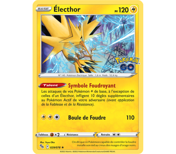 Électhor Pv 120 - 029/078 - Carte Rare Holographique - Épée et Bouclier - Pokémon GO