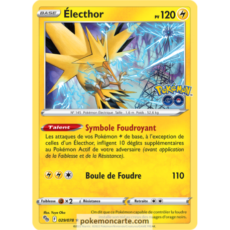Électhor Pv 120 - 029/078 - Carte Rare Holographique - Épée et Bouclier - Pokémon GO