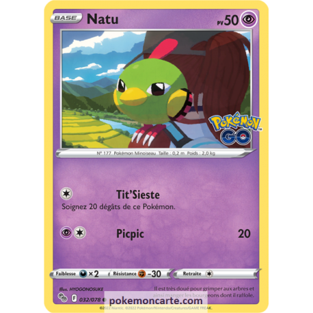 Natu Pv 50 - 032/078 - Carte Commune - Épée et Bouclier - Pokémon GO