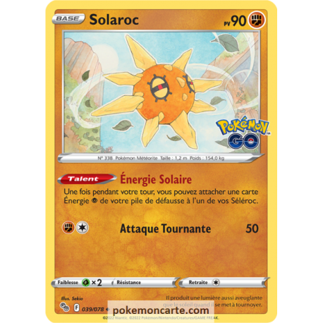 Solaroc Pv 90 - 039/078 - Carte Peu Commune - Épée et Bouclier - Pokémon GO