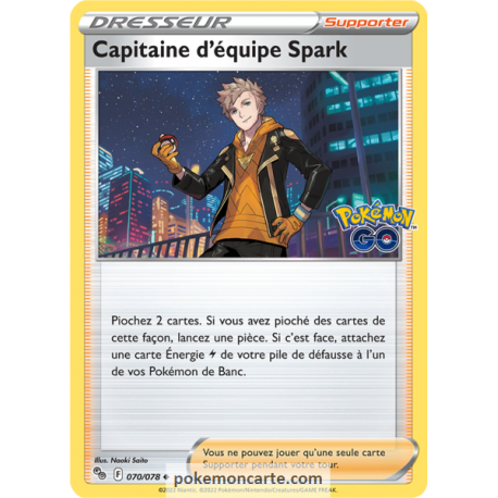 Capitaine d'équipe Spark - 070/078 - Carte Peu Commune - Épée et Bouclier - Pokémon GO
