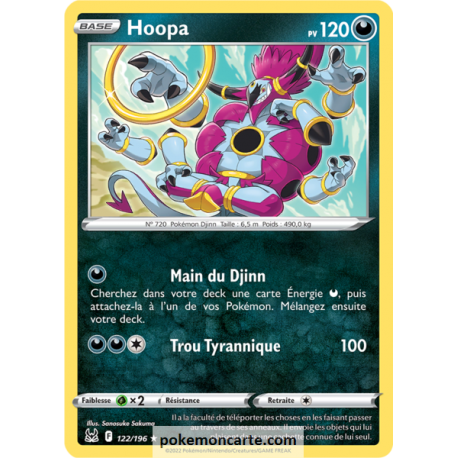 Hoopa Pv 120 - 122/196 - Carte Rare - Épée et Bouclier - Origine Perdue