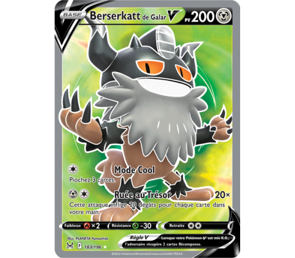 Berserkatt de Galar-V Pv 200 - 183/196 - Carte Ultra Rare Full Art - Épée et Bouclier - Origine Perdue