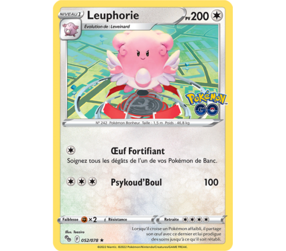 Leuphorie Pv 200 - 052/078 - Carte Rare Holographique - Épée et Bouclier - Pokémon GO