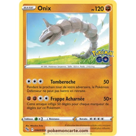 Onix Pv 120 - 036/078 - Carte Commune - Épée et Bouclier - Pokémon GO