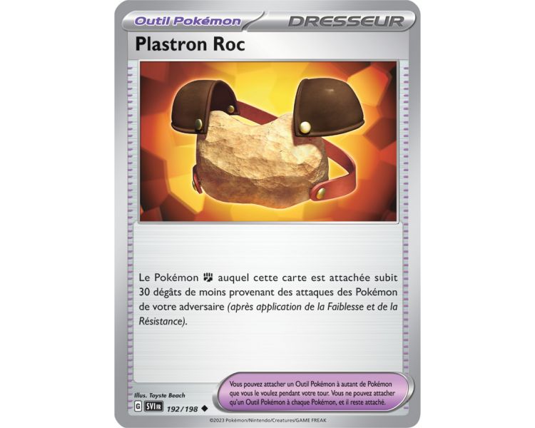 Outil Pokémon Plastron Roc 192/198 - Carte Peu Commune Reverse - Écarlate et Violet