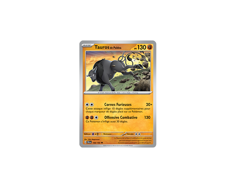 Tauros de Paldea 108/193 Carte Pokémon™ Peu commune Neuve VF